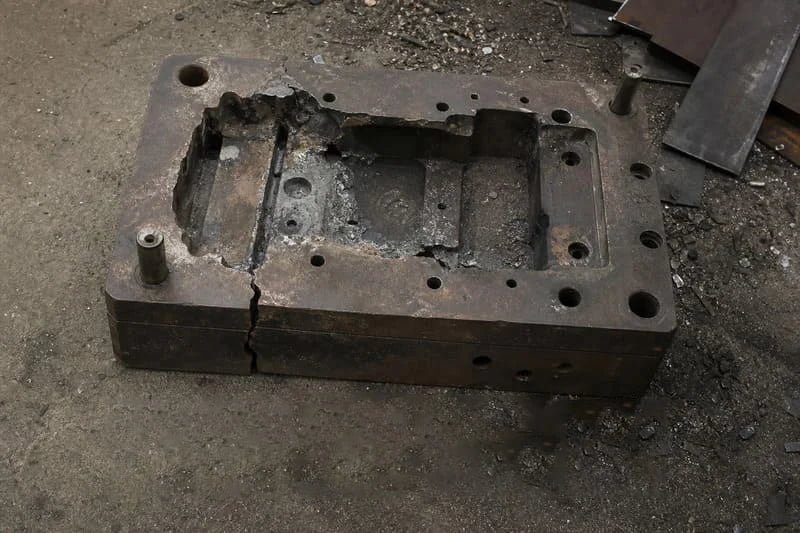 Scrapped metal tooling from failed investment casting trial scrapped tooling due to poor investment casting wall thickness