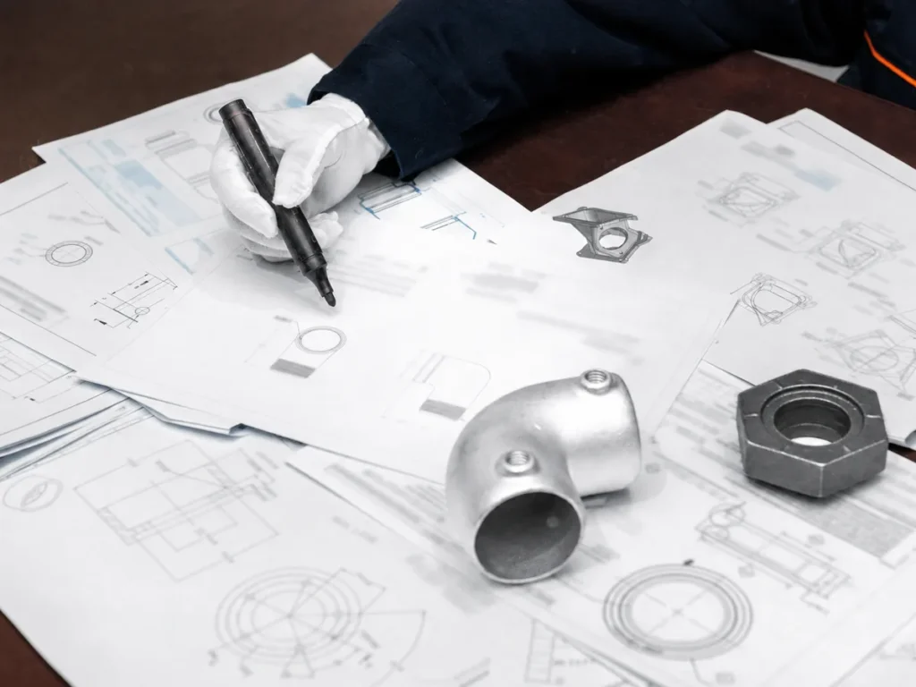 Engineering review of metal part drawings and sample components