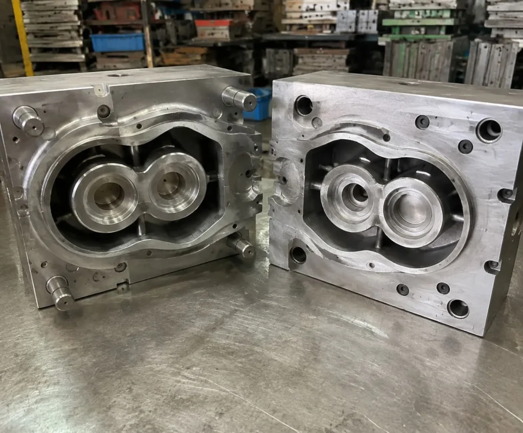 Open die tooling used for an anonymized aluminum equipment housing