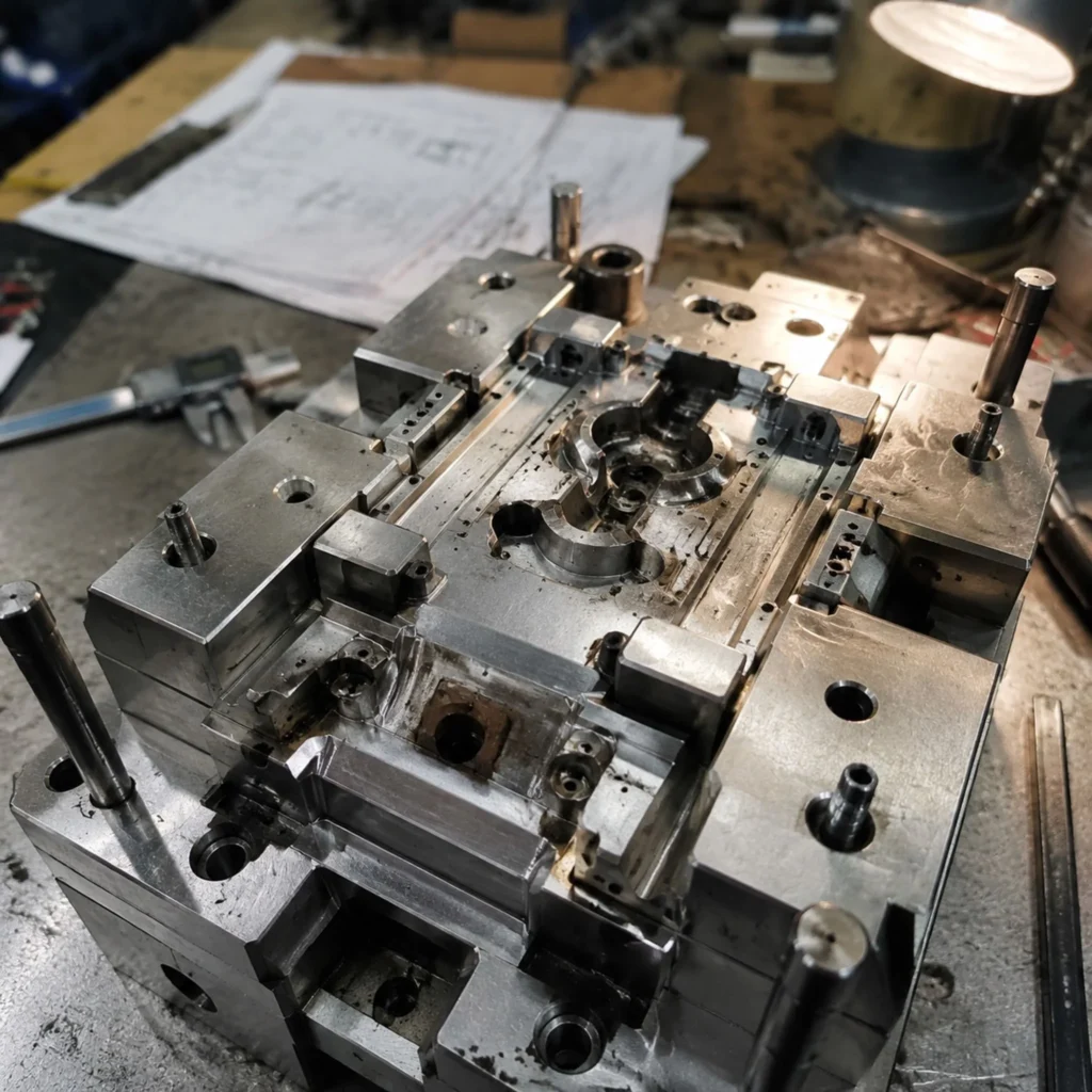Open die tooling for an anonymized ADC12 valve bracket