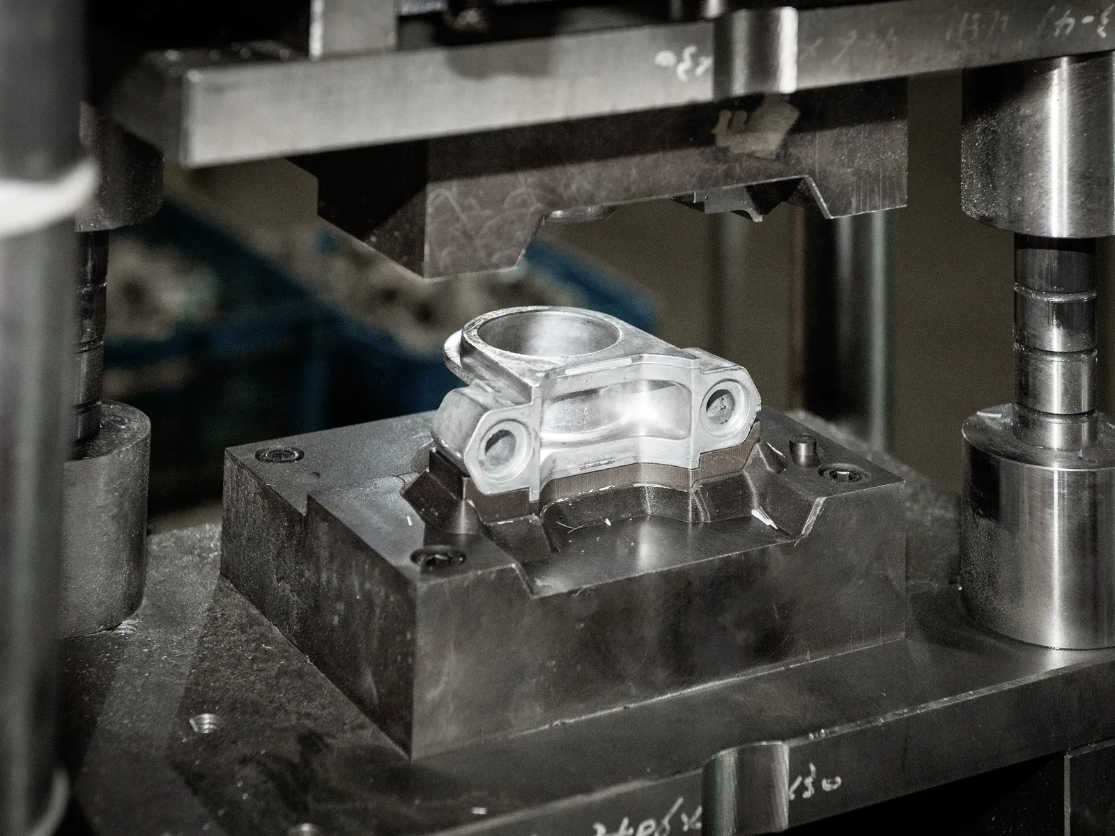 CNC machining of a die cast aluminum component in a fixture
