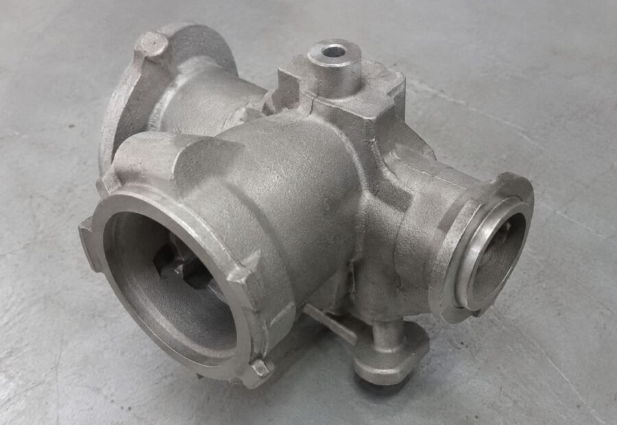 Representative complex cast housing with bosses, flanges and machined interfaces.