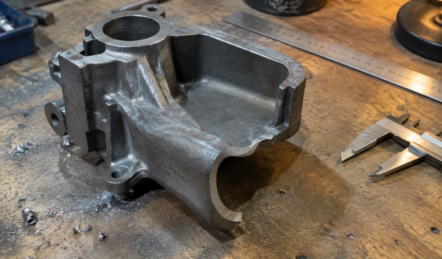 Representative cutaway casting used to discuss thin-wall geometry and defect review.