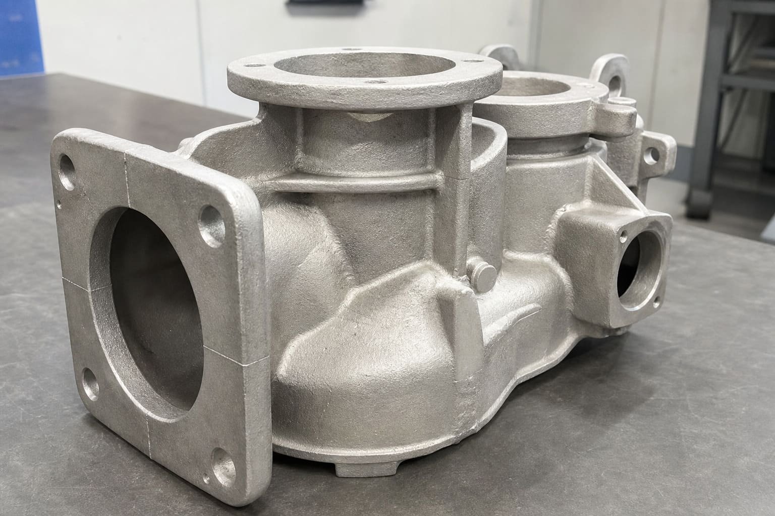 A raw 304 stainless steel investment casting for a valve body