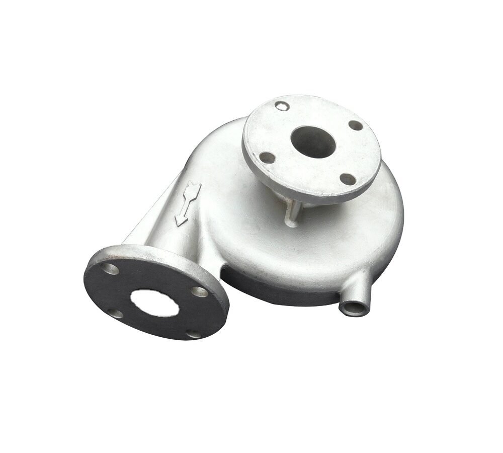 CF8 centrifugal pump volute showing two flanged external connections