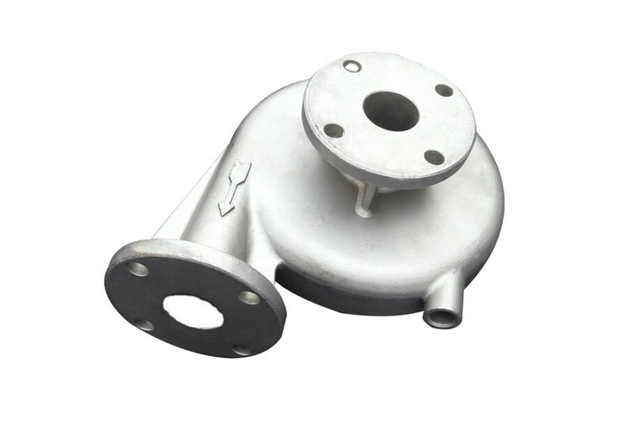 CF8 centrifugal pump volute showing two flanged external connections