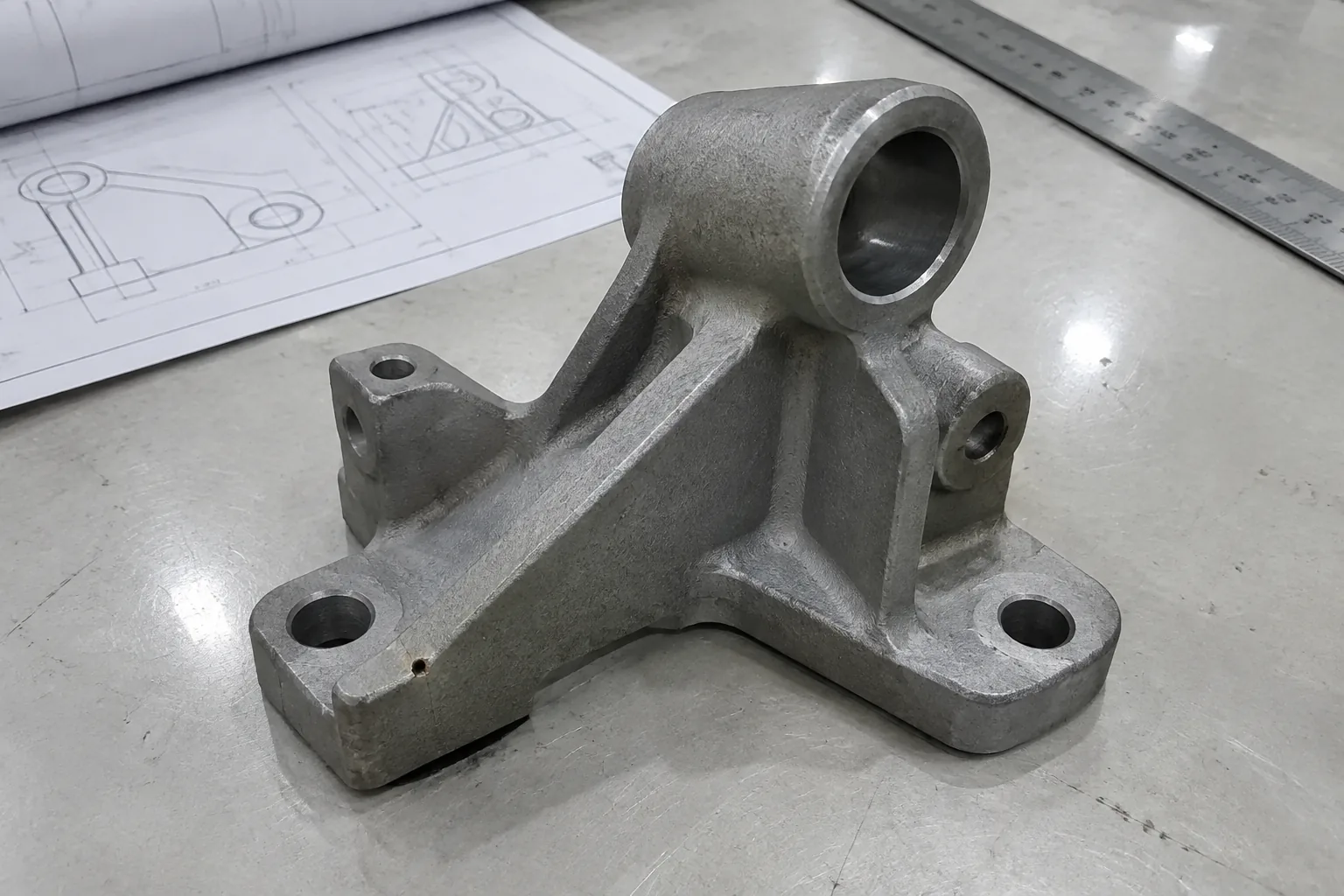 A detailed view of a stainless steel investment casting part showing its surface texture and geometry